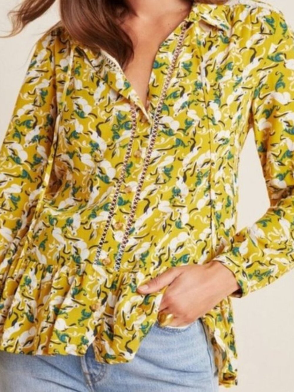 Janie Flounced Peasant Blouse